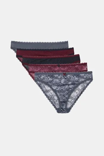 Buy Marks & Spencer Low Rise Half Coverage Bikini Panty (Pack of 5) - Assorted